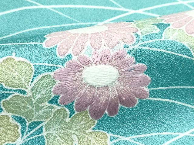 平和屋着物▽訪問着 単衣 刺繍 草花文 暈し染め 正絹 逸品 CABF4539rv