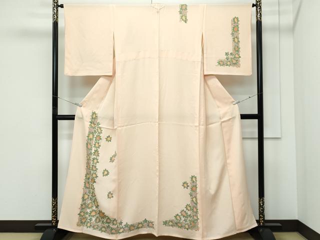 平和屋着物▽訪問着 単衣 南天文 正絹 逸品 CABF4546rv