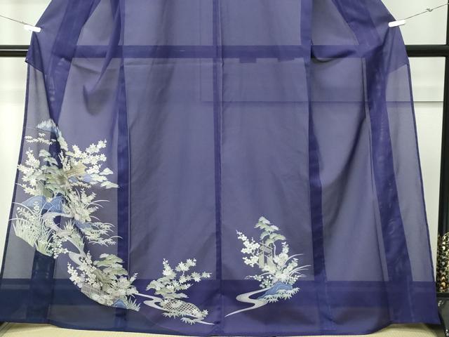 平和屋着物*夏物 訪問着 絽 風景草花文 金彩 洗える着物 CABF4573rv