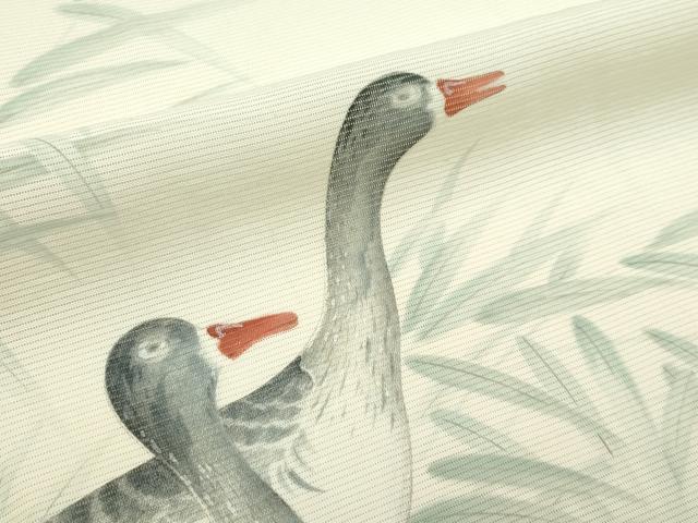 平和屋着物*夏物 訪問着 絽 手描き 鴨 正絹 逸品 CABF4578rv