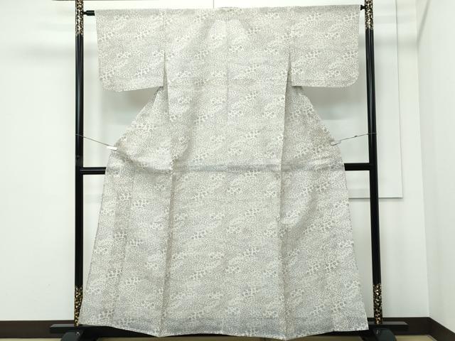 平和屋着物*夏物 小紋 絹紅梅 地紙草花文 正絹 逸品 CABF4586rv