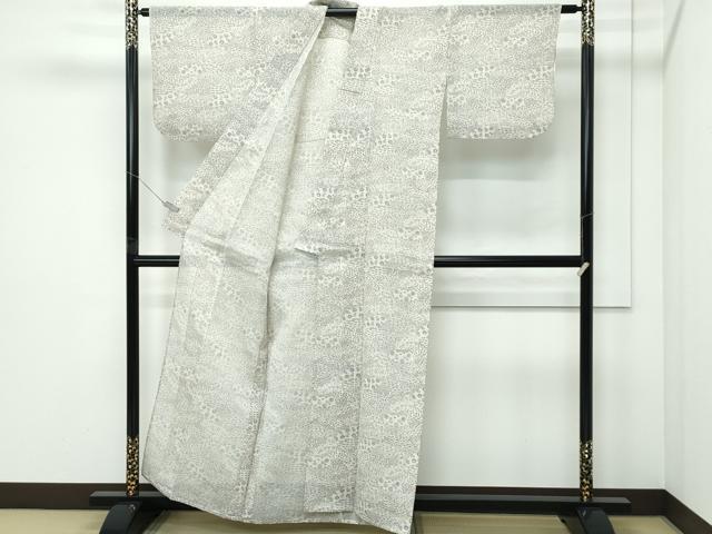 平和屋着物*夏物 小紋 絹紅梅 地紙草花文 正絹 逸品 CABF4586rv