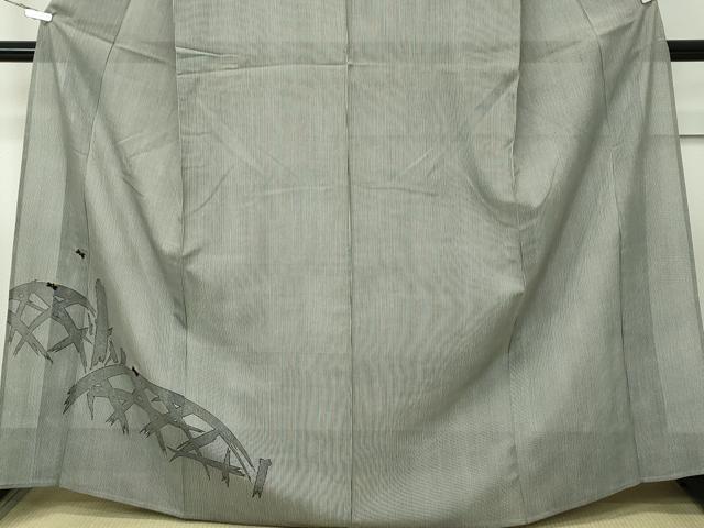 平和屋着物*夏物 小宮康孝 訪問着 江戸小紋 絽 万筋 黒×絹鼠色 籬蛍文 金糸 両面染 三越扱い 正絹 逸品 CABF4602rv