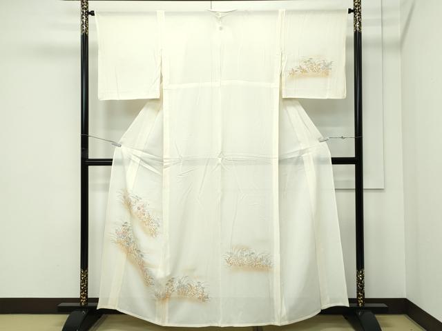 平和屋着物*夏物 訪問着 絽 刺繍 草花文 暈し染め 金彩 正絹 逸品 CABF4603rv