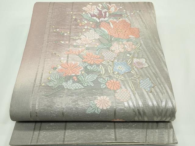 平和屋着物*夏物 六通柄袋帯 唐織 草花文 金銀糸 正絹 逸品 CABF4625rv