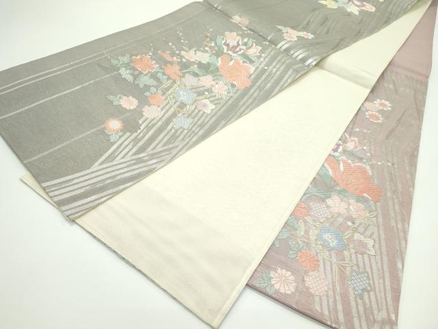 平和屋着物*夏物 六通柄袋帯 唐織 草花文 金銀糸 正絹 逸品 CABF4625rv