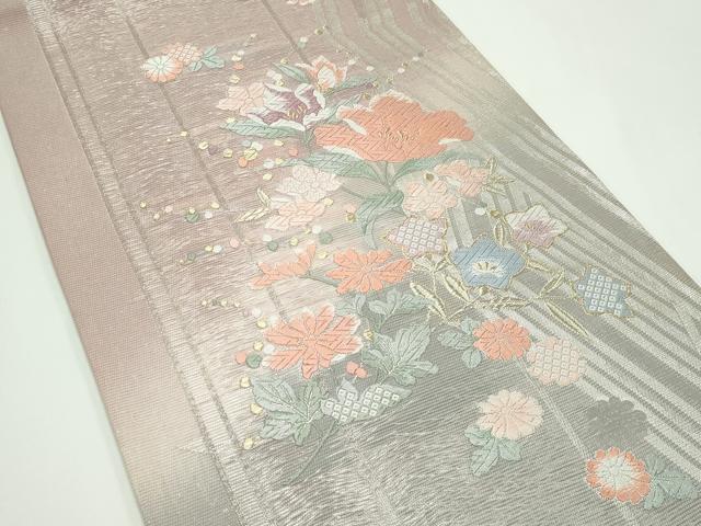 平和屋着物*夏物 六通柄袋帯 唐織 草花文 金銀糸 正絹 逸品 CABF4625rv