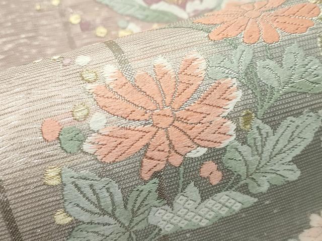 平和屋着物*夏物 六通柄袋帯 唐織 草花文 金銀糸 正絹 逸品 CABF4625rv