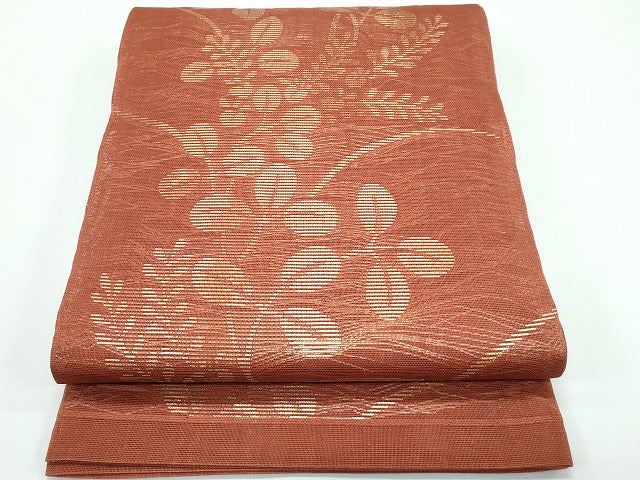 平和屋着物*夏物 六通柄 本袋帯 萩 金糸 正絹 逸品 CABF4626rv