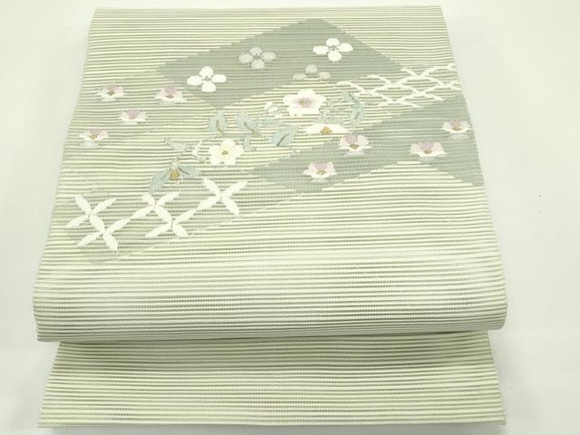 平和屋着物*夏物 八寸名古屋帯 絽綴れ 草花文 金銀糸 正絹 逸品 CABF4652rv