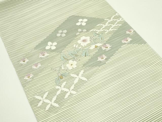 平和屋着物*夏物 八寸名古屋帯 絽綴れ 草花文 金銀糸 正絹 逸品 CABF4652rv