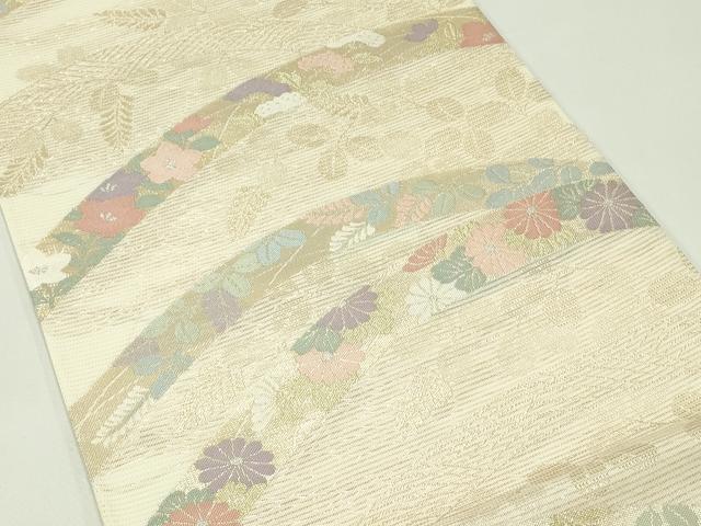 平和屋着物*夏物 六通柄袋帯 秋草文 金糸 正絹 逸品 CABF4663rv