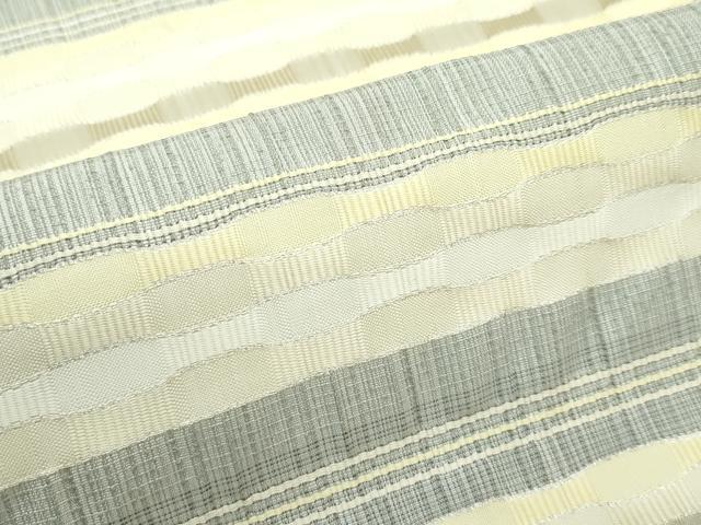 平和屋着物*夏物 九寸名古屋帯 めがね織 銀糸 正絹 逸品 CABF4664rv