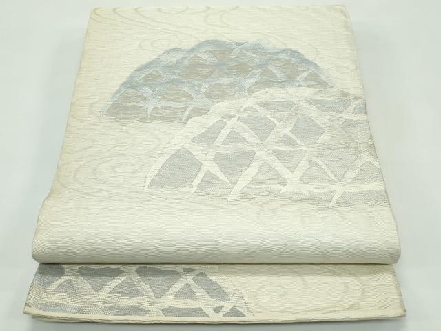 平和屋着物*夏物 六通柄袋帯 すくい織 流水籬文 銀糸 正絹 逸品 CABF4677rv