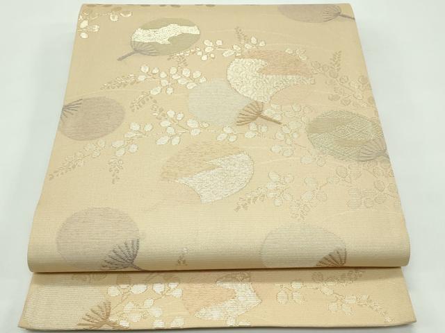 平和屋着物*夏物 六通柄袋帯 団扇 萩 金糸 正絹 逸品 CABF4679rv