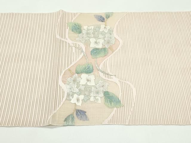 平和屋着物*夏物 八寸名古屋帯 絽綴れ 紫陽花 金銀糸 正絹 逸品 未使用 CABF4681rv