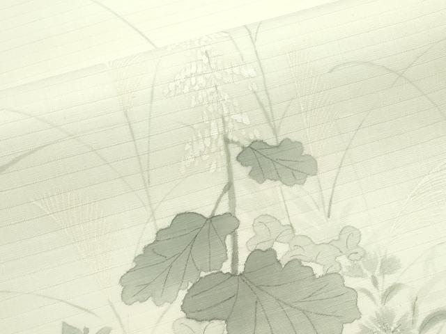 平和屋着物*夏物 九寸名古屋帯 手描き 秋草文 麻 逸品 CABF4691rv