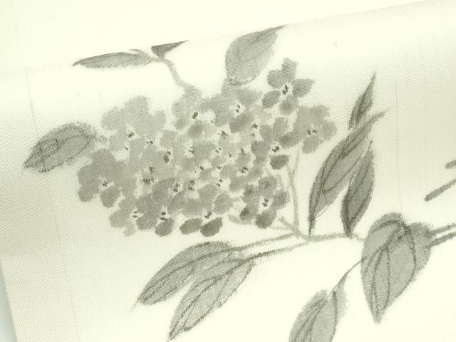 平和屋着物*夏物 九寸名古屋帯 作家物 民芸手織 生つむぎ 手描き 紫陽花 証紙付き 正絹 逸品 CABF4692rv