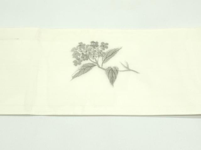 平和屋着物*夏物 九寸名古屋帯 作家物 民芸手織 生つむぎ 手描き 紫陽花 証紙付き 正絹 逸品 CABF4692rv
