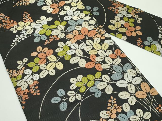 平和屋着物*夏物 九寸名古屋帯 萩 黒地 金銀糸 正絹 逸品 CABF4693rv