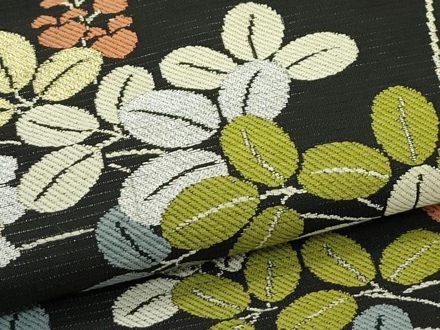 平和屋着物*夏物 九寸名古屋帯 萩 黒地 金銀糸 正絹 逸品 CABF4693rv