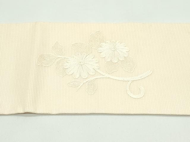 平和屋着物*夏物 九寸名古屋帯 総刺繍 花唐草文 正絹 逸品 CABF4694rv