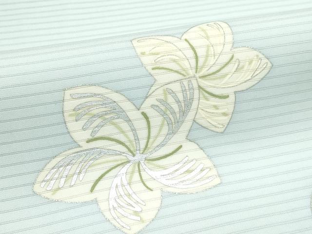 平和屋着物*夏物 絽塩瀬 九寸名古屋帯 舞花文 銀彩 正絹 逸品 CABF4695rv