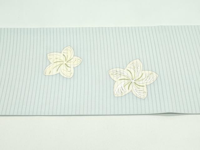 平和屋着物*夏物 絽塩瀬 九寸名古屋帯 舞花文 銀彩 正絹 逸品 CABF4695rv