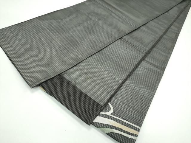 平和屋着物*夏物 太鼓柄袋帯 すくい織 流水文 黒地 金銀糸 正絹 逸品 CABF4703rv