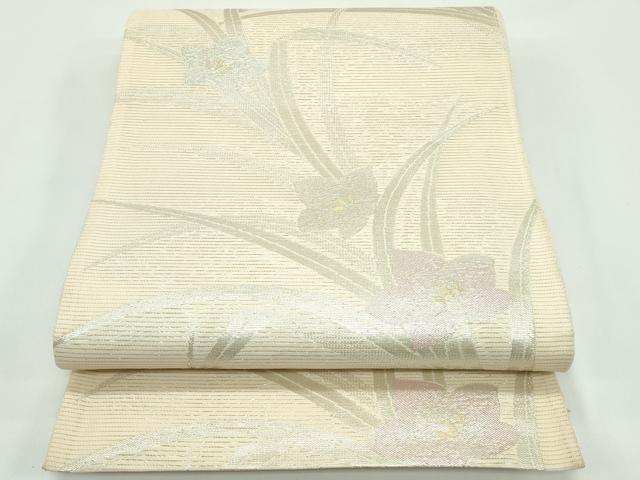 平和屋着物*夏物 六通柄袋帯 桔梗 金銀糸 正絹 逸品 CABF4718rv
