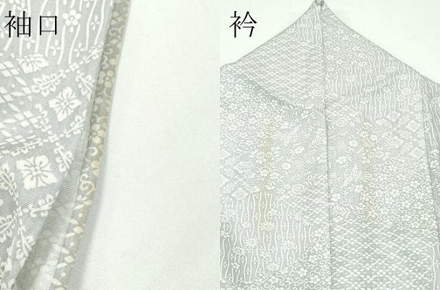 平和屋着物▽上質な小紋 単衣 切嵌鳳凰吉祥花文 正絹 逸品 CABF4725rv