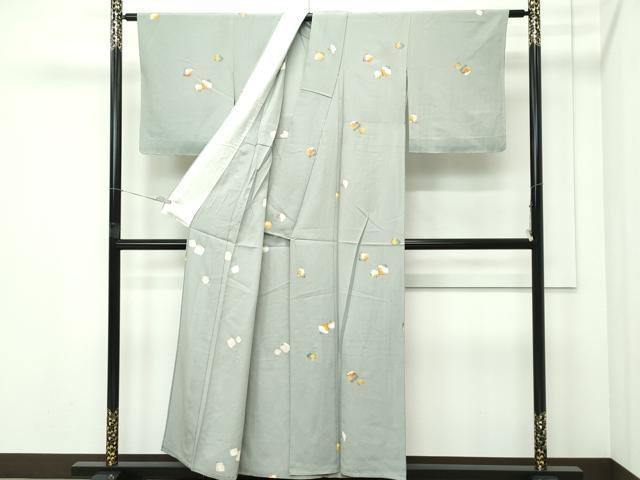 平和屋着物▽上質な小紋 単衣 破れ切箔文 金彩 正絹 逸品 CABF4734rv
