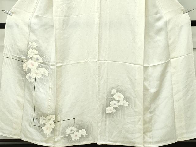 平和屋着物▽訪問着 単衣 草花文 たたき染め 正絹 逸品 CABF4740rv