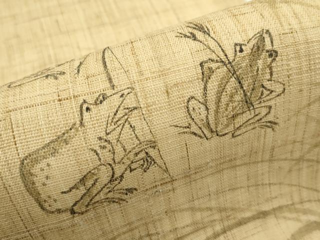平和屋着物*夏物 九寸名古屋帯 手描き 鳥獣戯画 麻 逸品 CABF4747rv