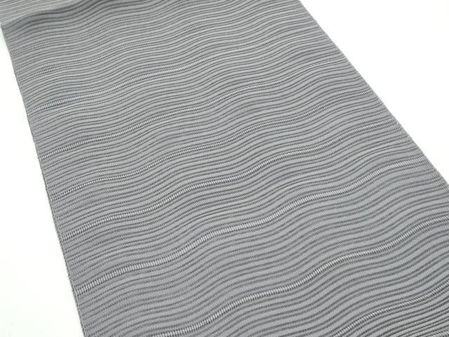 平和屋着物*夏物 八寸名古屋帯 絽綴れ よろけ縞 紫鼠色 正絹 逸品 CABF4761rv