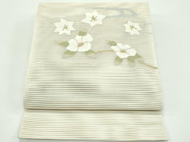 平和屋着物*夏物 八寸名古屋帯 絽綴れ 草花文 金銀糸 正絹 逸品 CABF4763rv