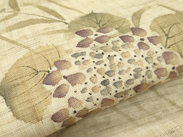 平和屋着物*夏物 九寸名古屋帯 作家物 手描き 紫陽花 麻 逸品 CABF4769rv