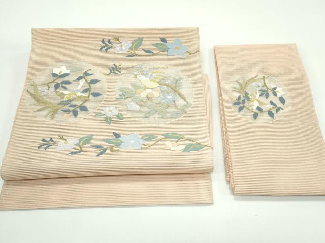 平和屋着物*夏物 つけ帯 絽綴れ 花喰い鳥 金銀糸 正絹 逸品 CABF4781rv