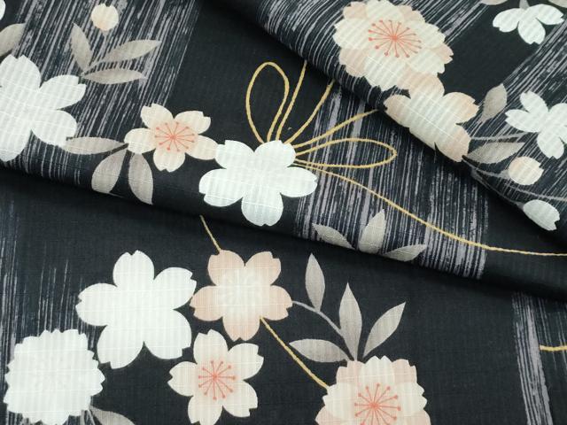 平和屋着物∴夏物 浴衣 花丸文 黒地 綿 逸品 CABF4782rv