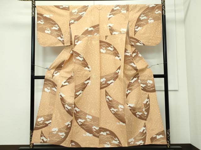 平和屋着物∴夏物 浴衣 跳び兎 綿 逸品 CABF4788rv