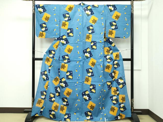 平和屋着物∴夏物 浴衣 綿紅梅 色紙花文 綿 逸品 CABF4790rv