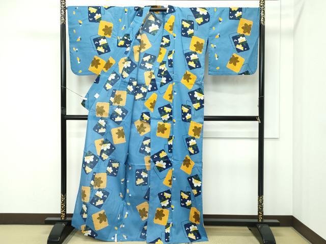 平和屋着物∴夏物 浴衣 綿紅梅 色紙花文 綿 逸品 CABF4790rv