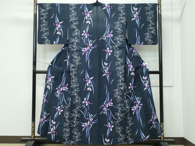 平和屋着物∴夏物 浴衣 トンボ 草花文 日本製 綿 逸品 CABF4794rv