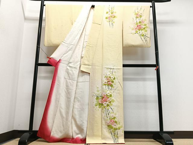 平和屋着物■訪問着 手描き 枝花文 正絹 逸品 CABF4804xe