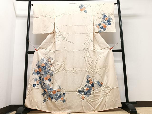 平和屋着物■訪問着 刺繍 草花文 正絹 逸品 CABF4806xe