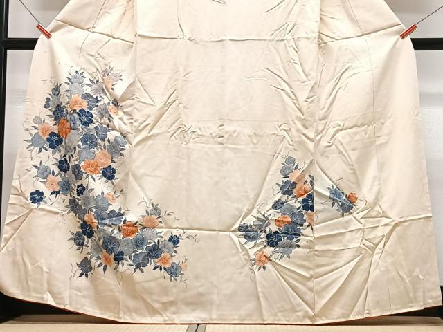 平和屋着物■訪問着 刺繍 草花文 正絹 逸品 CABF4806xe