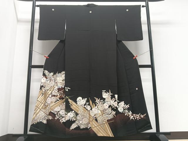 平和屋着物□豪華黒留袖 作家物 草花文 金彩 正絹 逸品 CABF4831xe