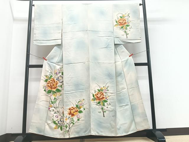 平和屋着物■訪問着 草花文 地紋起こし 暈し染め 正絹 逸品 CABF4835xe