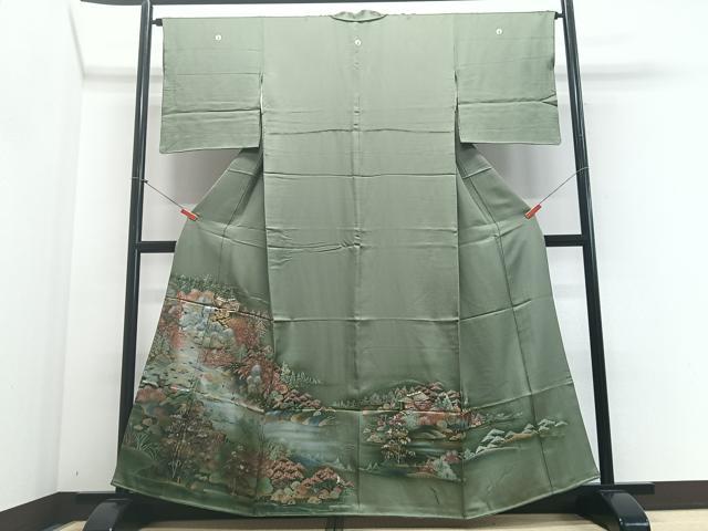 平和屋着物■豪華色留袖 風景文 金彩 正絹 逸品 CABF4846xe