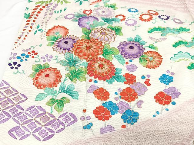 平和屋着物■豪華振袖 駒刺繍 流水花文 金彩 正絹 逸品 CABF4871xe